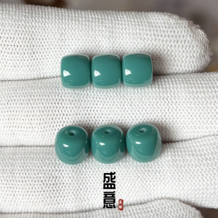 雪巴琉璃直切老型桶珠蓝绿色腰珠顶珠星月菩提猴头南红蜜蜡配珠