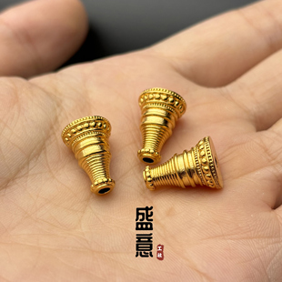 古法24K工艺黄金色925分体三通佛塔隔珠diy吊坠佛珠108手串配饰
