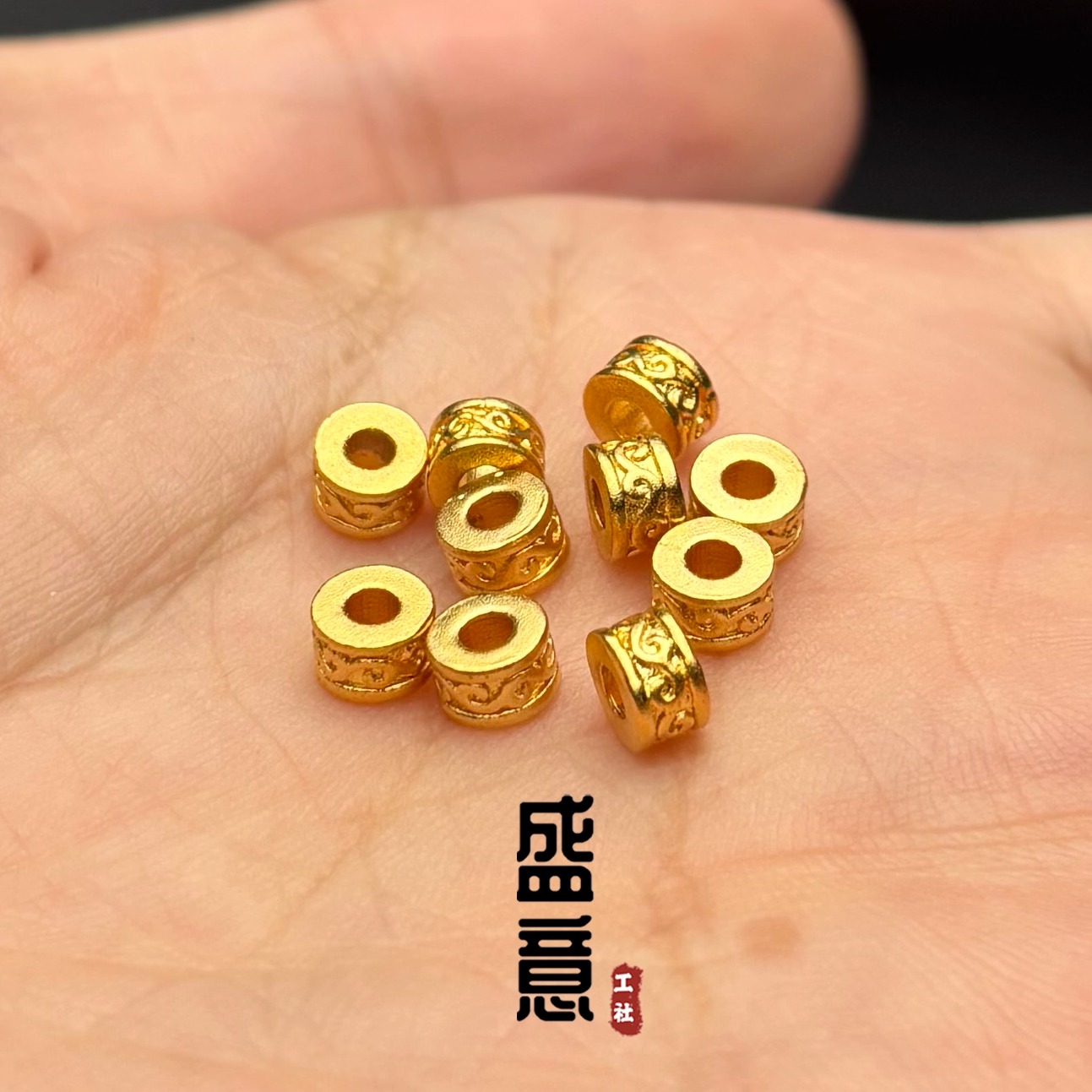 古法24K工艺黄金色祥云隔珠卡环文玩手串diy配珠配饰隔片