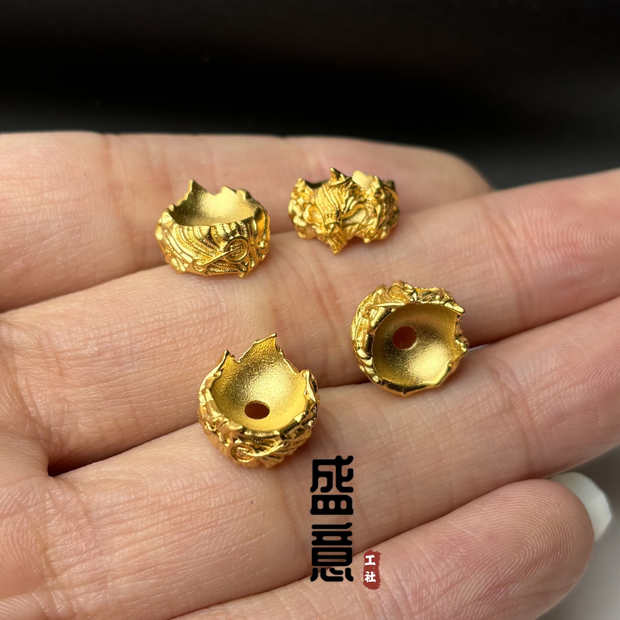 古法24K工艺黄金色925腰缠万贯卡环圆环隔片保色文玩手串配饰