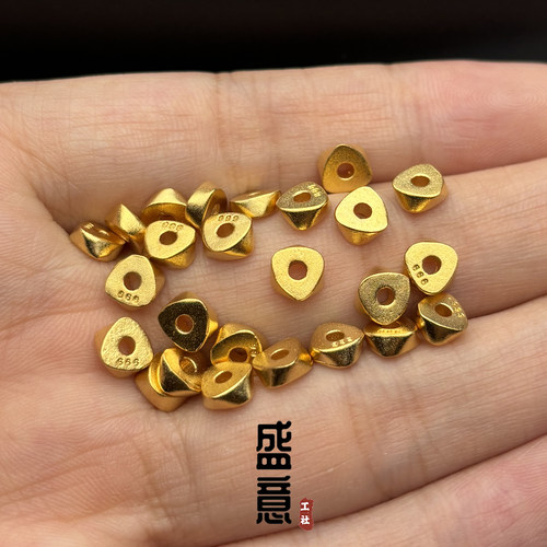 古法24K工艺黄金色不规则三角形扁隔珠隔片垫片文玩手串diy配饰