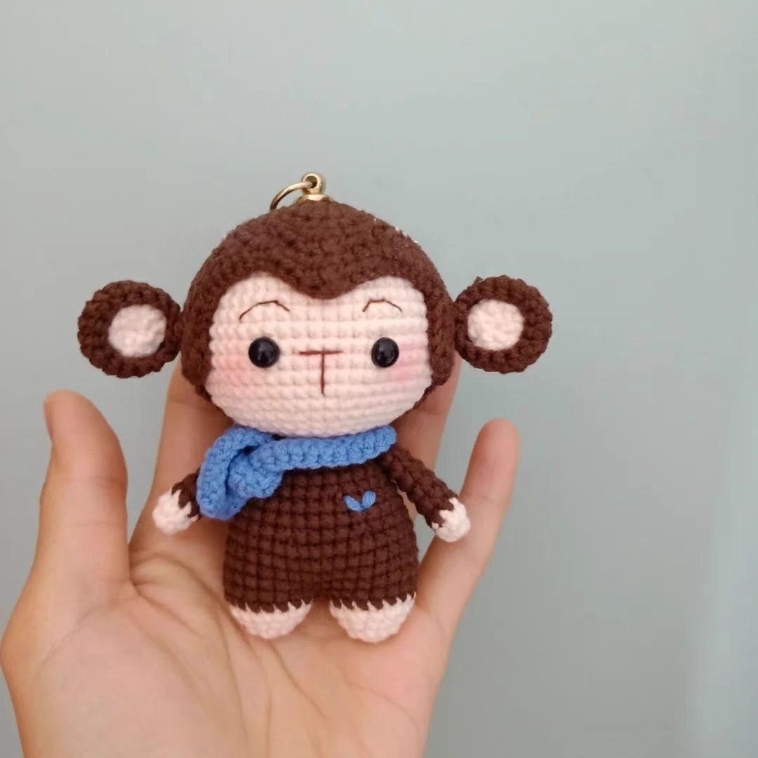 十二生肖钥匙扣挂件diy手工编织毛线玩偶钩针小猴子材料可爱