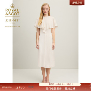 BENNETT白色连衣裙女小礼服裙简约高级感中长裙 皇家赛马会