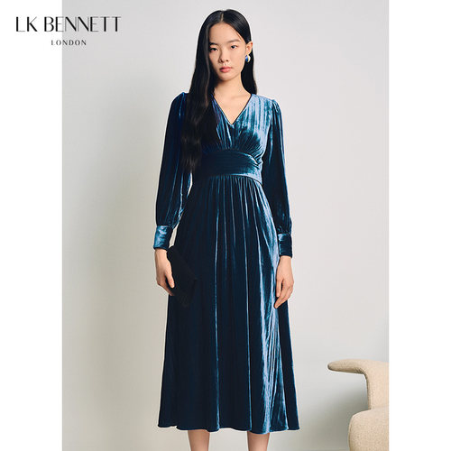 lkbennett蓝色丝绒连衣裙