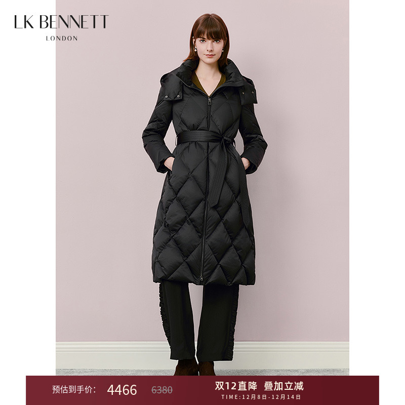 LK2025白鹅绒黑色中长款羽绒服