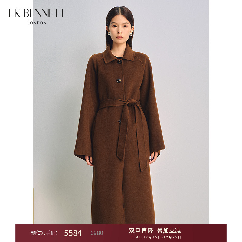 lkbennett羊毛羊绒咖色大衣女