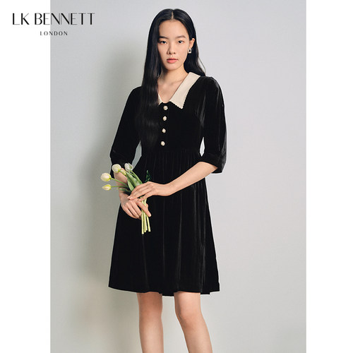 lkbennett法式丝绒小黑裙