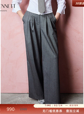 LK BENNETT灰色西装裤2025年秋冬款百搭显瘦高腰通勤简约直筒裤