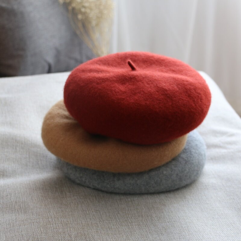 韩国秋冬天贝雷帽文艺复古画家帽羊毛帽子女韩版休闲简约潮蓓蕾帽