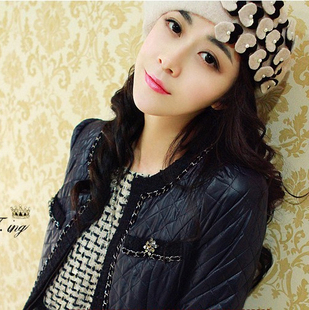 羊毛帽子画家帽 秋冬天潮女花朵休闲毛线帽白色贝雷帽子