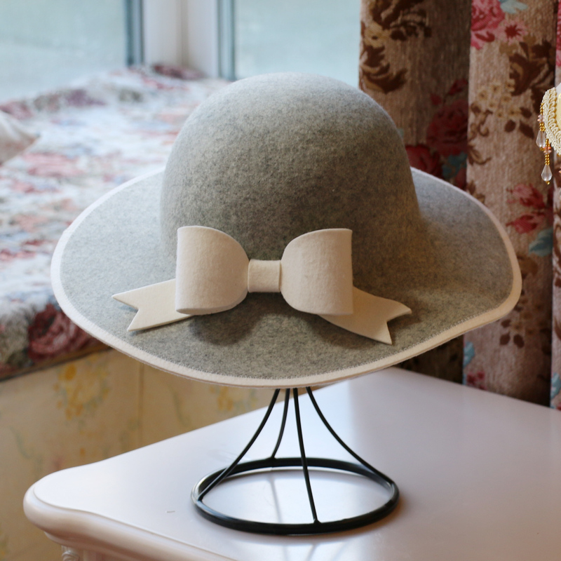 复古英伦秋冬羊毛呢优雅文艺礼帽
