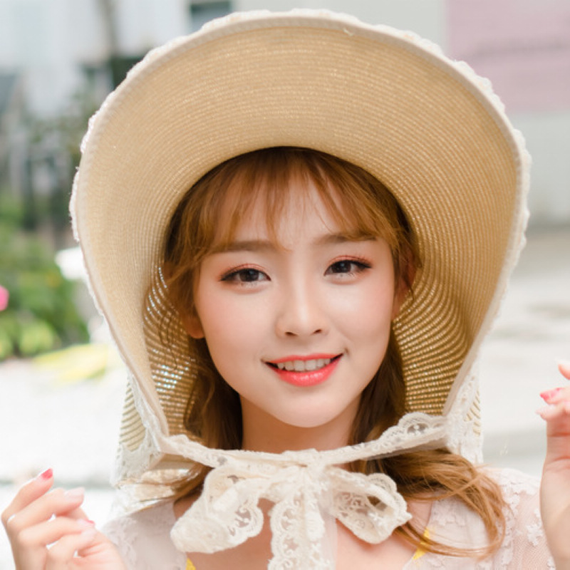 女复古大檐蝴蝶结遮阳帽帽子草帽