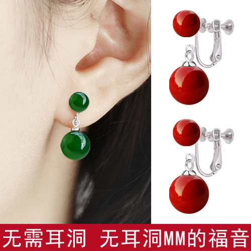 耳夹玛瑙气质新款潮999纯银饰品