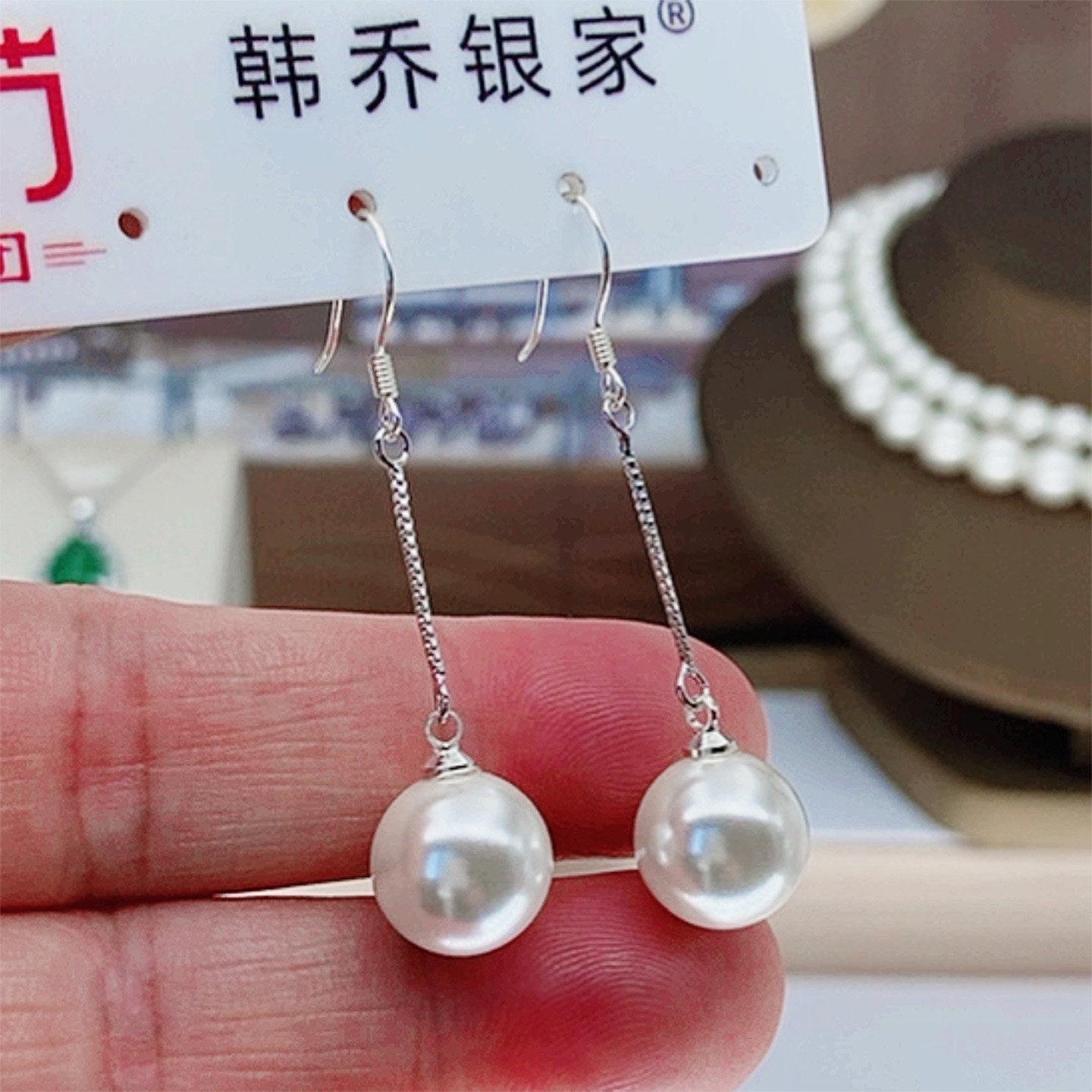 珍珠耳环S999纯银耳钩首饰品轻奢百搭耳坠流苏耳线显脸瘦足银耳钉图片