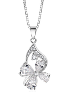 水晶毛衣链生日礼物幸运四叶草