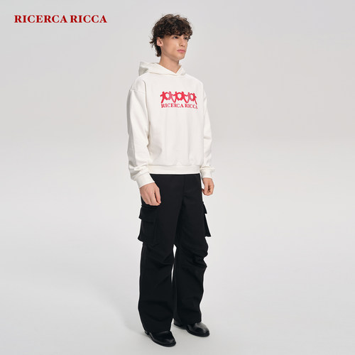 【RiRi】Ricerca Ricca 休闲宽松群像人形印花连帽卫衣男女同款