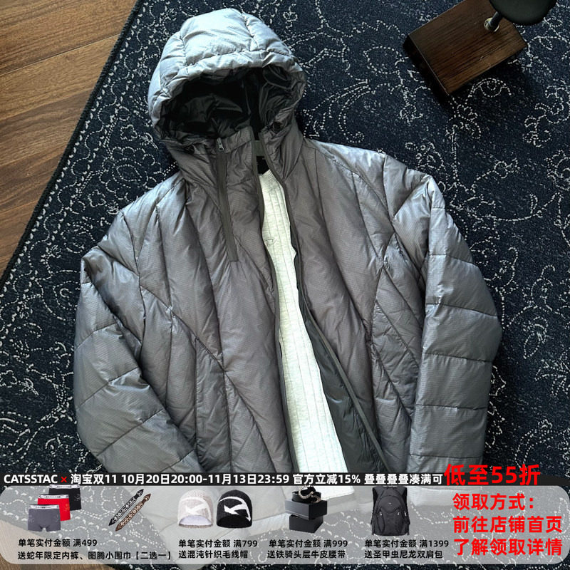CATSSTAC 幻视斜拉链连帽羽绒服男 90白鸭绒 700蓬 轻型保暖锁温