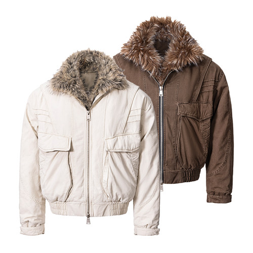 CATSSTAC 狮王可拆卸围巾座山雕 复古水洗 立体口袋设计 短款收腰