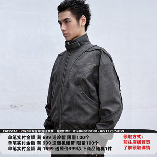 CATSSTAC飞片解构重磅bomber外套男cleanfit小众设计双开拉链夹克