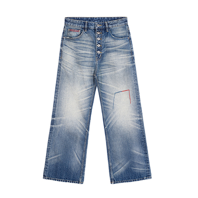 CATSSTAC 一血五连扣冈山牛仔裤 水洗做旧 复古质感 宽松直筒