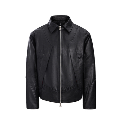 CATSSTAC赤兔裂纹红内皮夹克2025新款cleanfit简约小众设计皮衣男