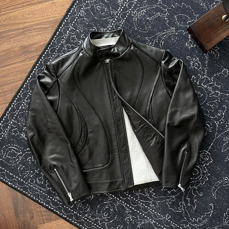 CATSSTAC 伽玛头层牛皮机车夹克 宾霸里面 雅痞混搭 日常街头