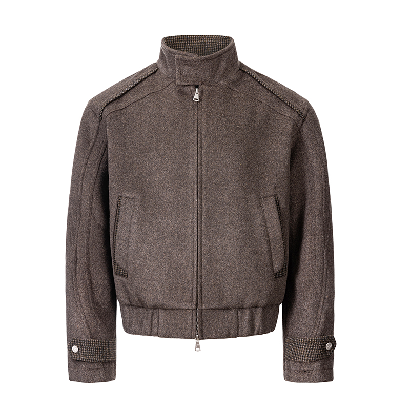 CATSSTAC 羊毛格纹哈灵顿夹克 加厚保暖 中短款利落版型