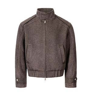 CATSSTAC 羊毛格纹哈灵顿夹克 加厚保暖 中短款利落版型