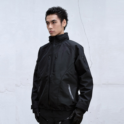 CATSSTAC 山脉六口袋迷彩冲锋衣男潮宽松休闲机能风工装连帽外套