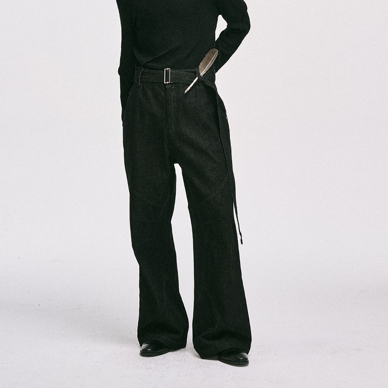 CATSSTAC 剑道原牛A字阔腿裤 2024秋冬新款宽松直筒牛仔裤男