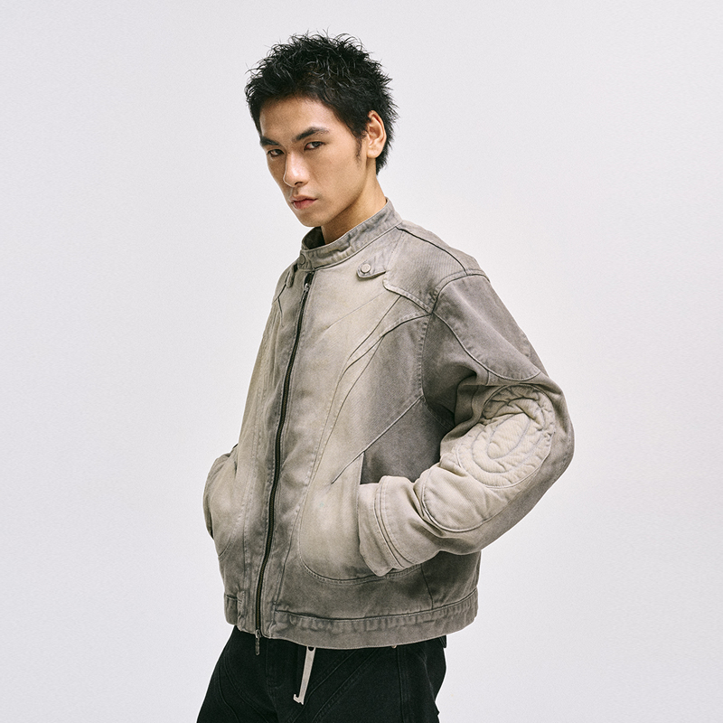 CATSSTAC 混沌铠甲牛仔夹克水洗做旧cleanfit小众宽松休闲外套男