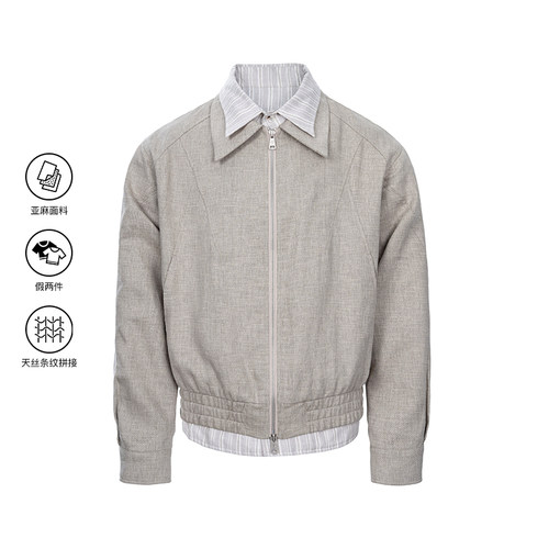 CATSSTAC 禅意亚麻假两件夹克 天然凉感透气 挺括有型不软榻