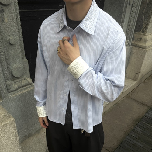 CATSSTAC 常青藤法式条纹衬衫男 亲肤透气 显瘦显高 挺括有型