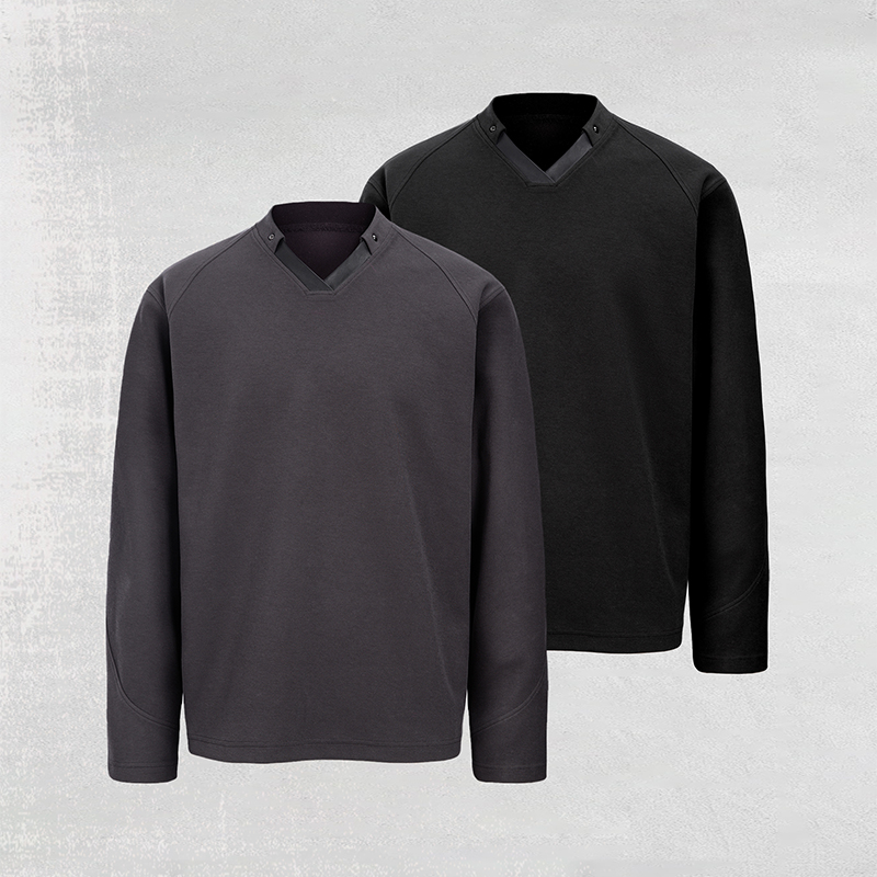 CATSSTAC“上等口粮”小羊皮V领针织长袖打底宽松休闲内搭薄卫衣