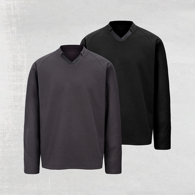 CATSSTAC“上等口粮”小羊皮V领针织长袖打底宽松休闲内搭薄卫衣