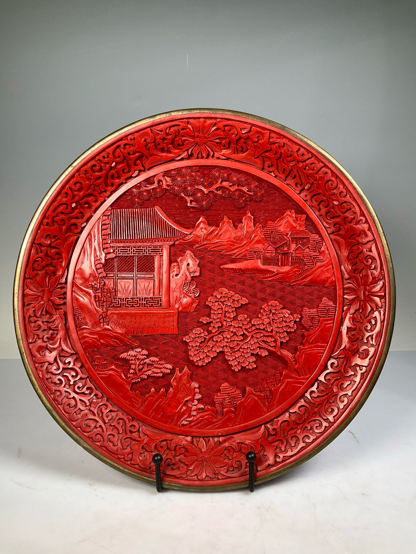 海外回流创汇时期剔红盘子雕漆赏盘中式家居摆件礼品礼物文玩收藏