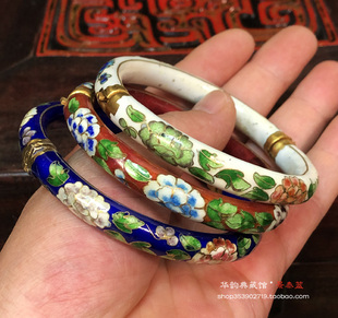 库存老货正宗北京老景泰蓝手镯 老银蓝工艺 古装百搭首饰外事礼品