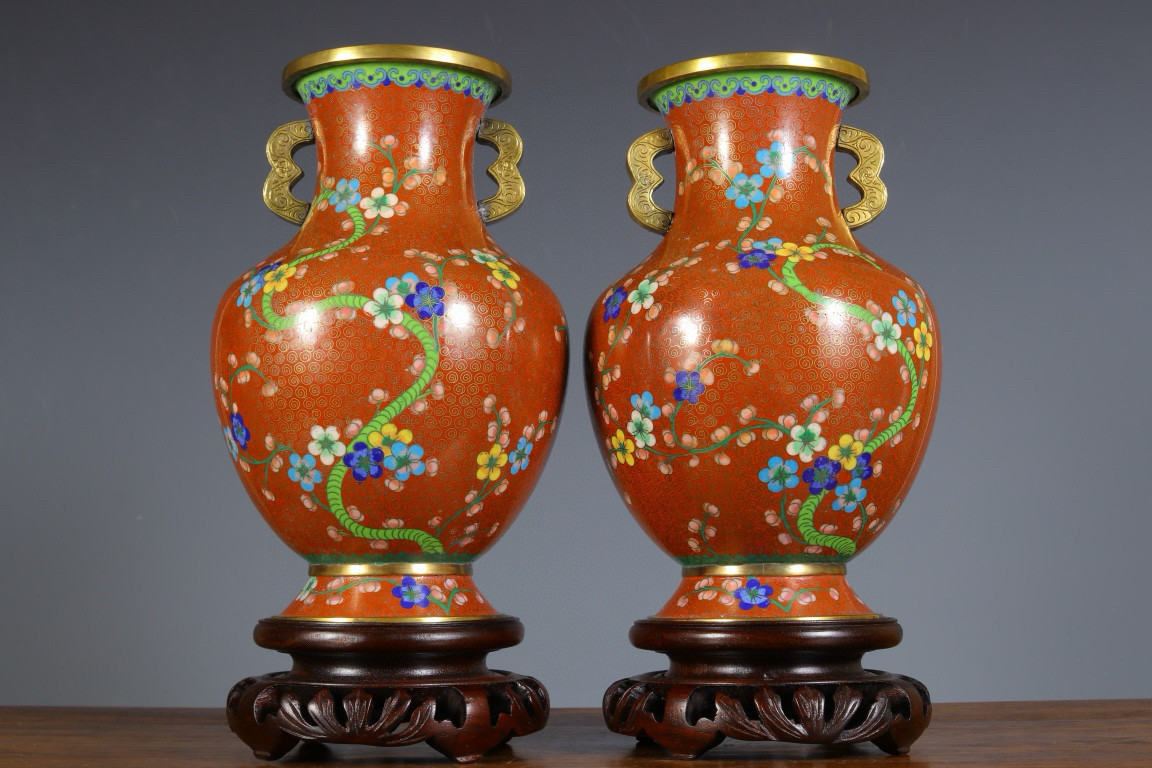 海外回流民国时期景泰蓝花瓶原装原盒古董老货艺术品收藏外事礼品