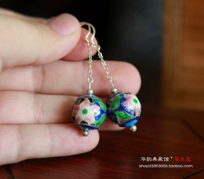 正宗北京掐丝珐琅(库存老货) 景泰蓝耳环/耳坠 配饰外事礼品/礼物