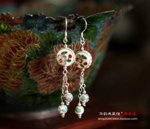 北京特色手工艺品景泰蓝首饰 设计 古典耳坠 耳钉送女士礼品