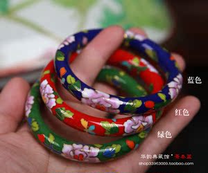 【】正宗北京铜胎掐丝珐琅传统工艺景泰蓝手镯/纯手工