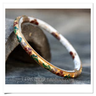 库存老货正宗北京铜胎掐丝珐琅老景泰蓝手镯 古典女首饰 外事礼品