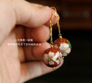 正宗老北京景泰蓝/纯手工景泰蓝/珠子/DIY/耳坠/耳环/耳钉925银钩