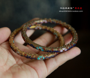 【创汇时期】库存老货 景泰蓝手镯 金地手镯 特色手工艺品 首饰