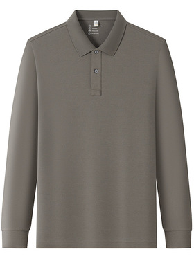 秋季索罗娜新疆棉黄金比例混纺长袖POLO衫翻领T恤男女日常长袖衫