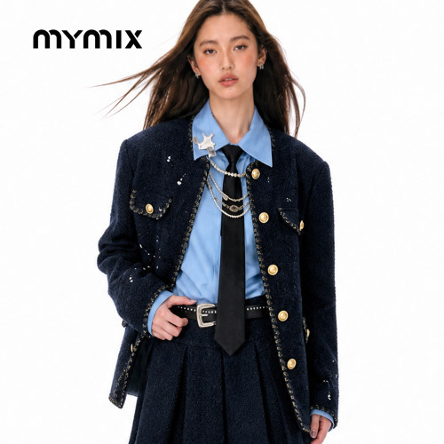mymix小香风亮片西装外套冬季
