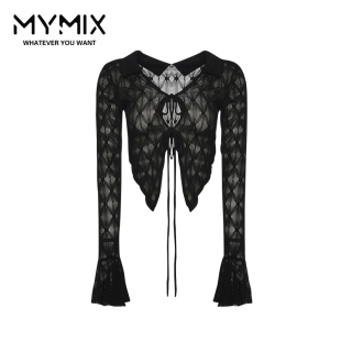 时尚 短款 细带长袖 MYMIX我 外套连衣裙小衫 新款 开衫 组合2024秋季