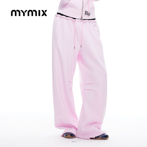 mymix秋季高腰抽绳休闲长裤女