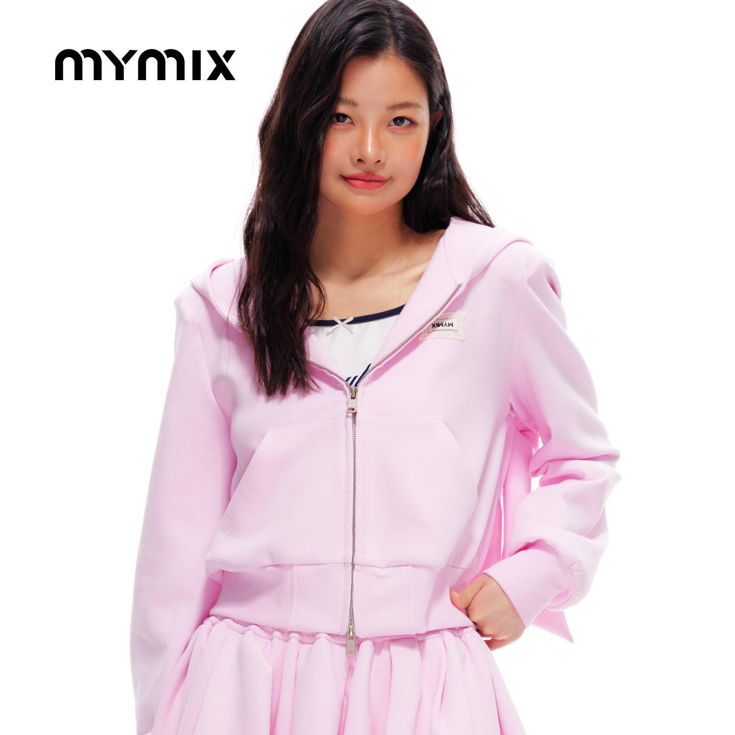 mymix秋季连帽拉链卫衣女开衫图片