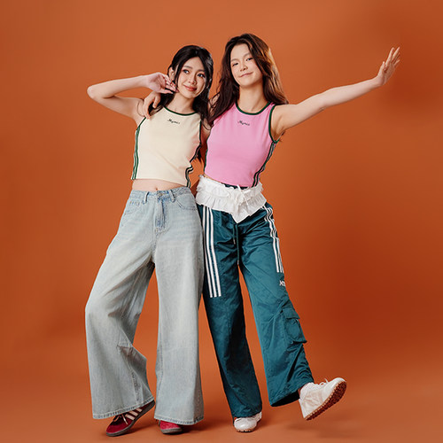 【25年夏季】MYMIX时尚简约印花背心女少女甜酷米色背心吊带上衣